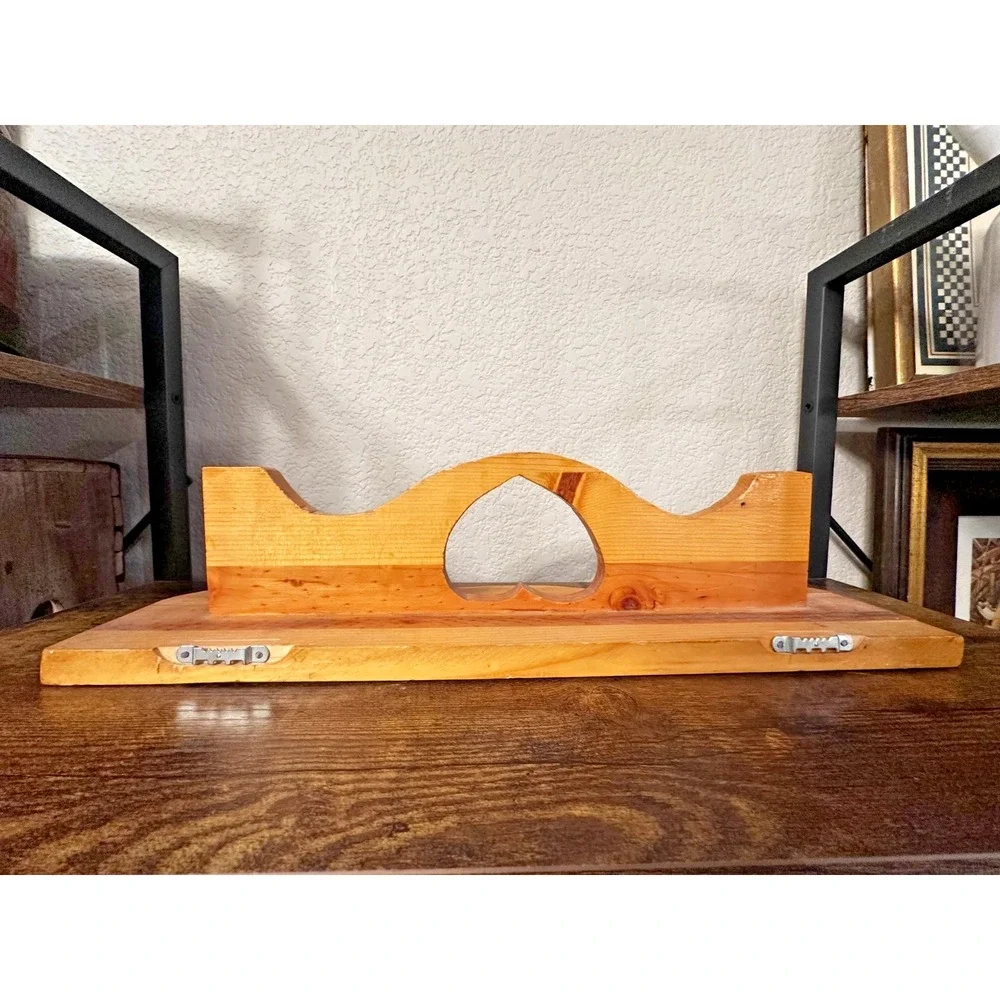 Vintage 1990s Heart Cut-out Wood Shelf w/Plate Groove Country Cottage Farmhouse